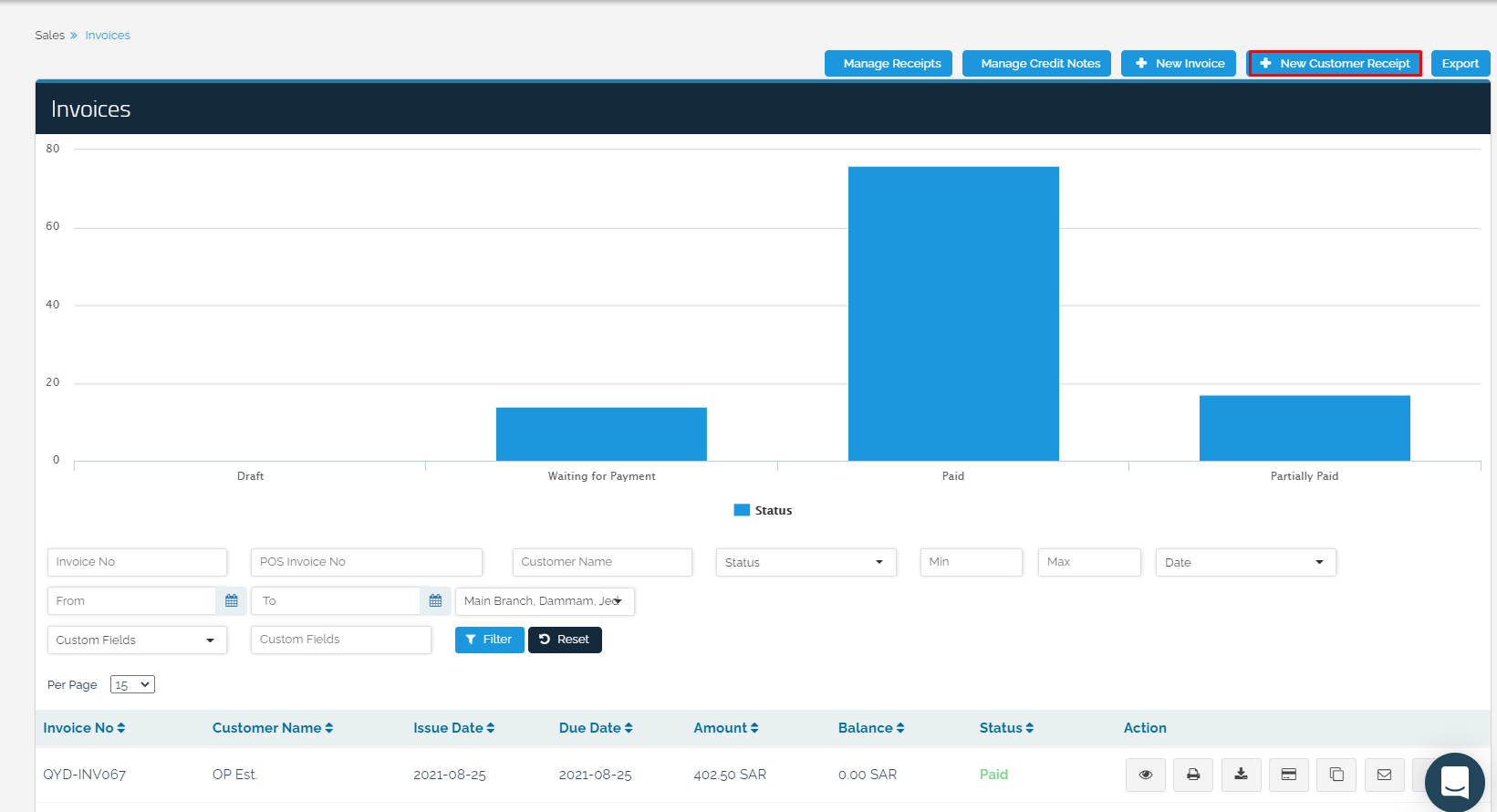 Customer Reciepts - Qoyod