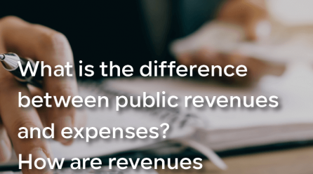 What is the difference between public revenues and expenses? How are revenues collected?